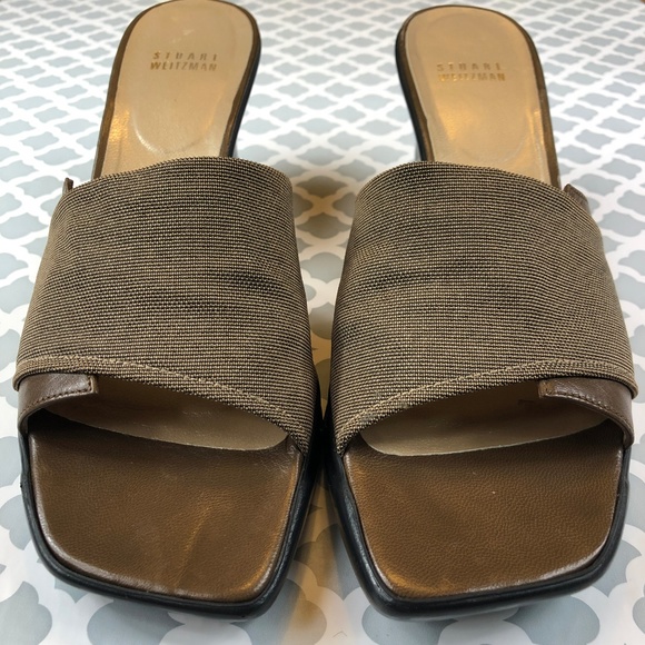 Stuart Weitzman Sandals Slides Open Toe Wedge Heel - Picture 2 of 5